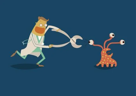 Dentist chase bacteria Stock Illustration
