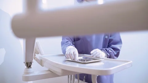 Dentist checking equipment teeth dental care oral Stock Footage 117495384