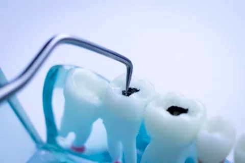 Dentist cleaning teeth Stock Photos