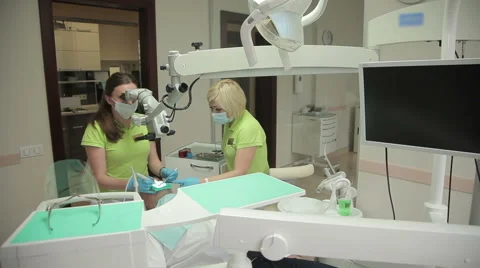 Dentist Exam With Microscope Stock Footage 63314231