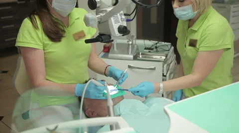 Dentist Exam With Microscope Stock Footage 63314441