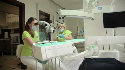 Dentist Exam With Microscope Stock Footage 63314872
