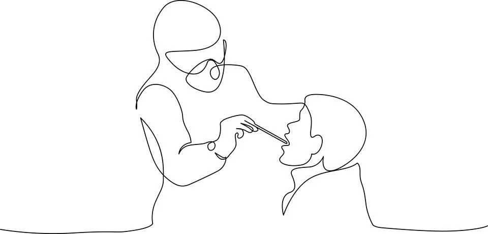 Dentist examining patient's teeth Vector Illustrazione stock
