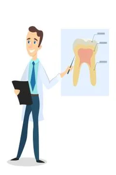 Dentist explaining healthy tooth. Illustrazione stock
