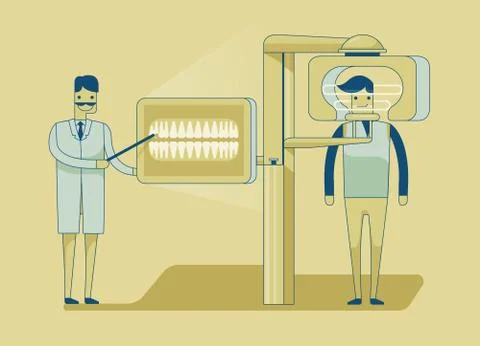 Dentist getting patient's teeth x-ray Illustrazione stock