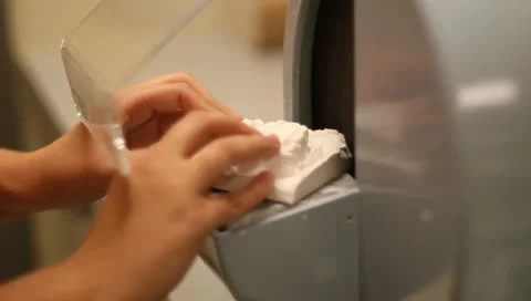 Dentist grinding plaster mold Video stock 10704333