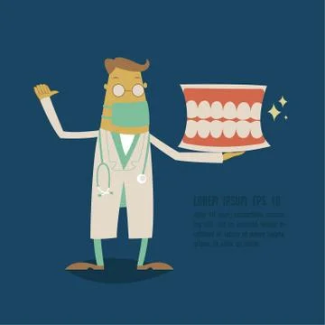 Dentist holding a teeth model Stock Illustration