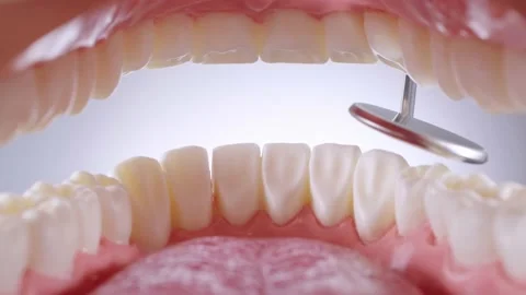 Dentist inspects teeth with mirror Stock Footage 139637509