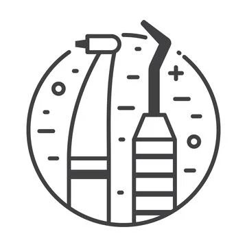 Dentist Instruments Circle Icon in Line Art Illustrazione stock