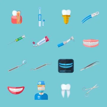 Dentist Isolated Flat Icons Stock Illustration