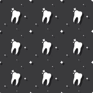 Dentist Molar Tooth Seamless Pattern Dark Background Stock Illustration