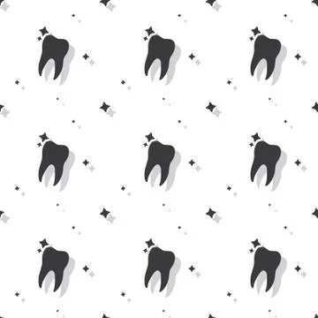 Dentist Molar Tooth Seamless Pattern Clear Background Illustrazione stock
