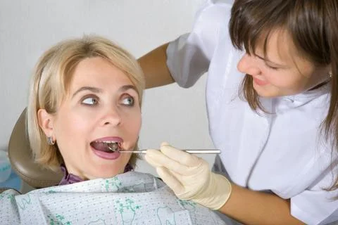 At the dentist Foto stock