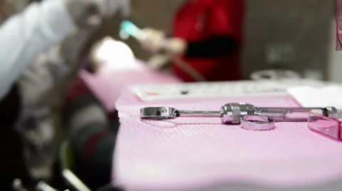 Dentist picking up tools Stock Footage 24820672