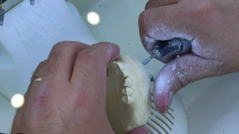 Dentist prepares a diagnostic model of the jaw Stock Footage 330176533