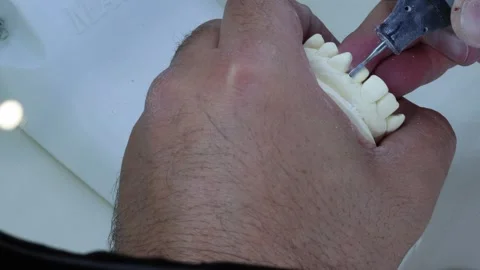 The dentist prepares model of the jaw Stock Footage 330176543