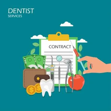 Dentist services vector flat style design illustration Stock Illustration