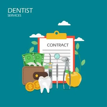 Dentist services vector flat style design illustration Stock Illustration