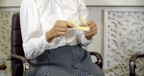 Dentist shows dental problems with examples Stock Footage 149003084