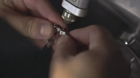 Dentist soldering denture implants in laboratory. Close Up. 動画素材 48921353