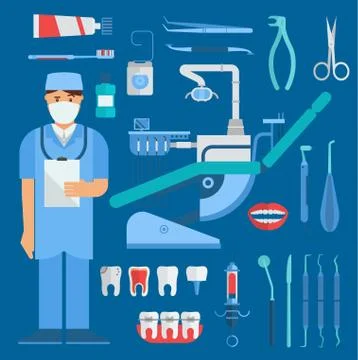 Dentist symbols vector set Stock Illustration