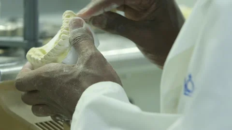 Dentist teeth working mold hands Stock Footage 47674591