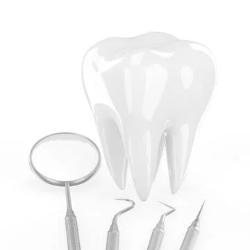 Dentist tools and tooth Illustrazione stock