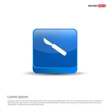 Dentist tools elements icon - 3d Blue Button Stock Illustration