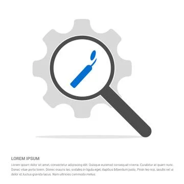 Dentist tools elements icon Search Glass with Gear Symbol Icon template Stock Illustration