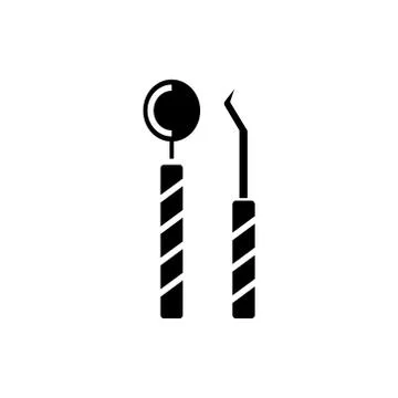 Dentist tools icon, vector illustration, black sign on isolated background Stock Illustration