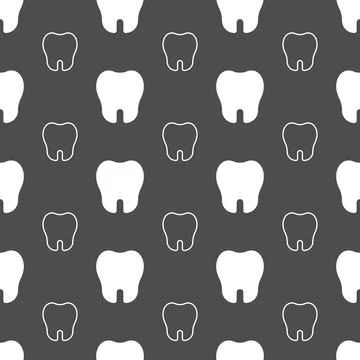 Dentist tooth pattern. Dental wallpaper with smile and molars, hygienists brush Stock Illustration