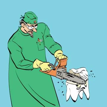 Dentist tooth saws chainsaw Stock Illustration