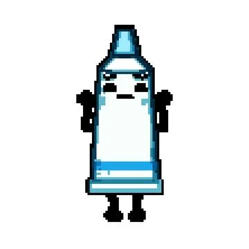 Dentist toothpaste character pixel art vector illustration Stock Illustration