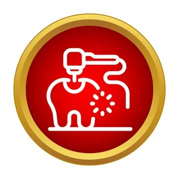 Dentist treating tooth decay with drill dental icon Stock Illustration