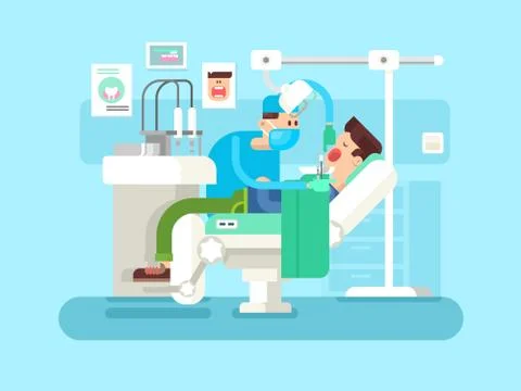 Dentist treats a patient Stock Illustration