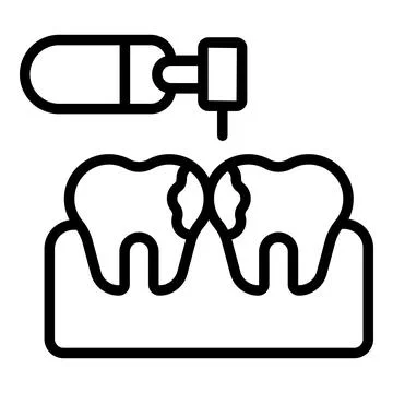 Dentist using laser for teeth whitening procedure on decayed molars Stock Illustration