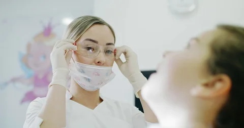 The dentist wears goggles Stock Footage 92318079