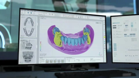 Dentistry Clinic Software Analyses Teeth To Apply Artificial Dental Restorations Stock Footage 280198305