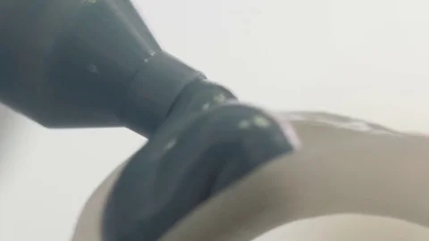 Dentistry material goes on upper jaw form for impressions | dental cast Stock Footage 81957836