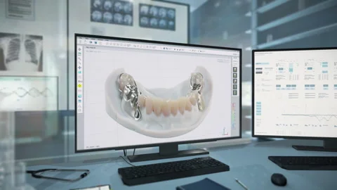 Dentistry Program Applying Prosthetic Restorations To Replace Missing Teeth Stock Footage 280198192