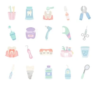 Dentistry set featuring toothbrush toothpaste Stock Illustration