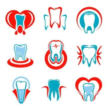 Dentistry tooth vector icons set Stock Illustration