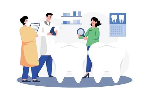 Dentists discuss teeth techniques in the clinic Stock-Illustration
