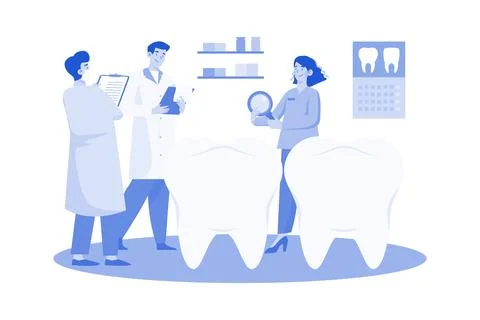 Dentists Discuss Teeth Techniques In The Clinic. Stock-Illustration