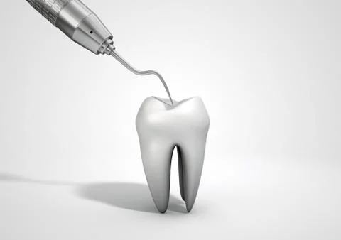 Dentists Probe Hook And Tooth Stock Illustration