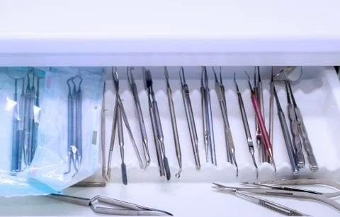 Dentist's tools drawer Stock Photos