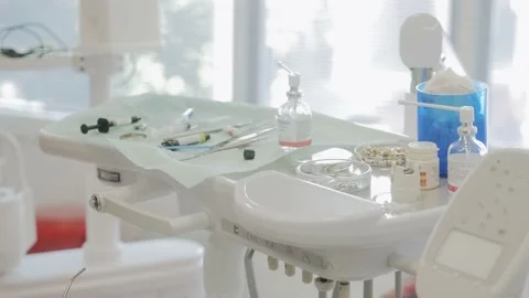 Dentist's workplace with different instruments Stock Footage 222626626