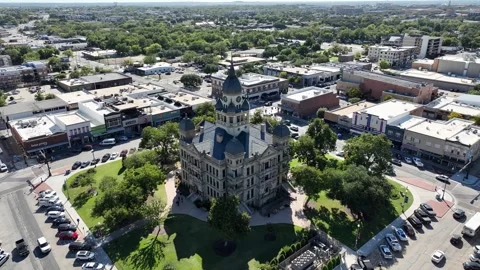 Denton Texas Courthouse circle around Stock Footage 253678920