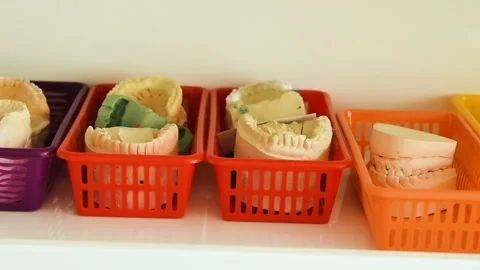 Denture from gypsum on the shelf Stock-Footage 100536321
