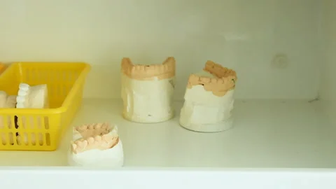 Denture from gypsum on the shelf Stock-Footage 101441116